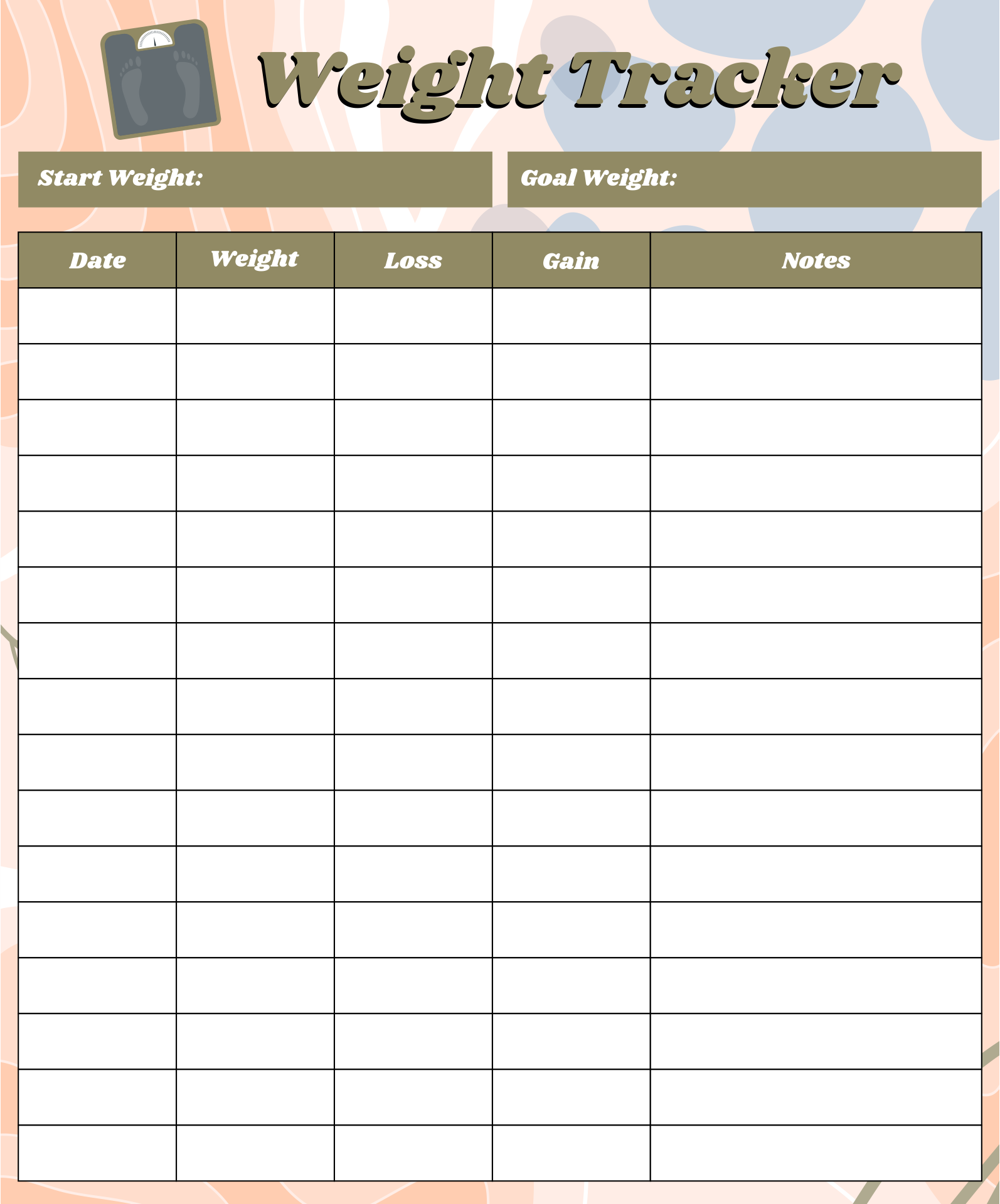 weight tracker template free