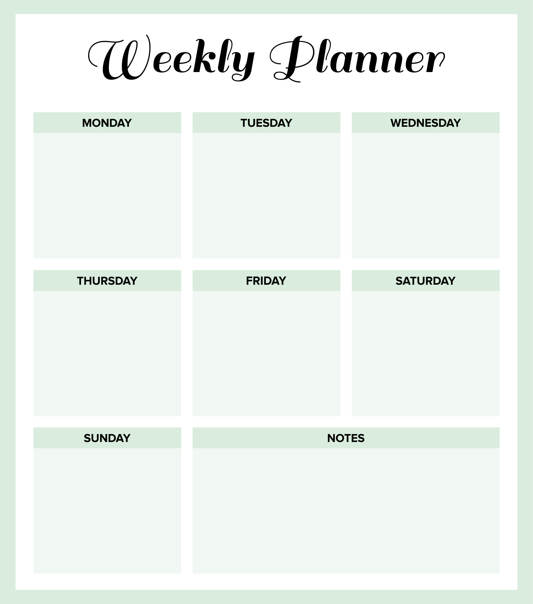 Free Printable Week Planner