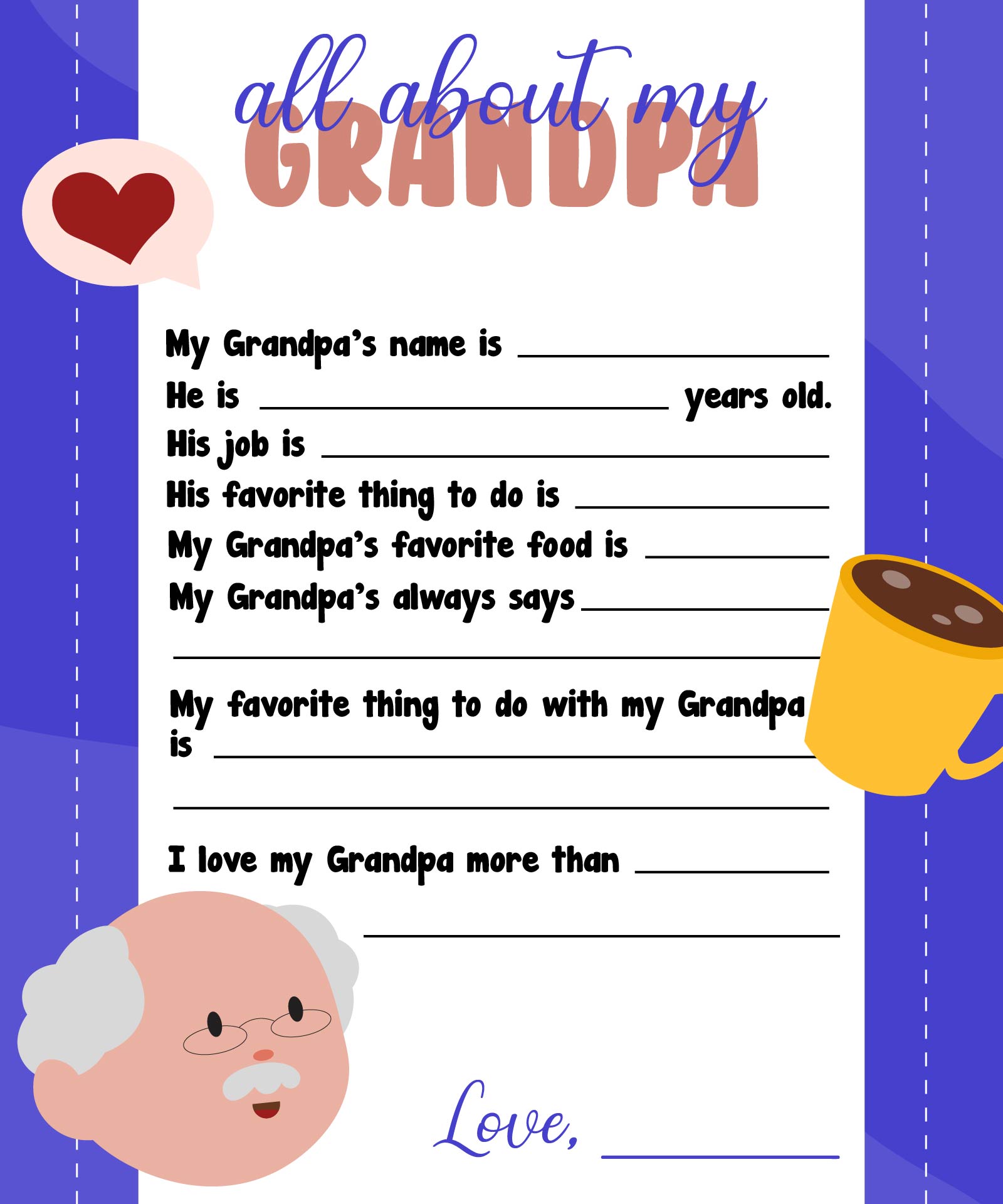 Printable All About My Grandpa