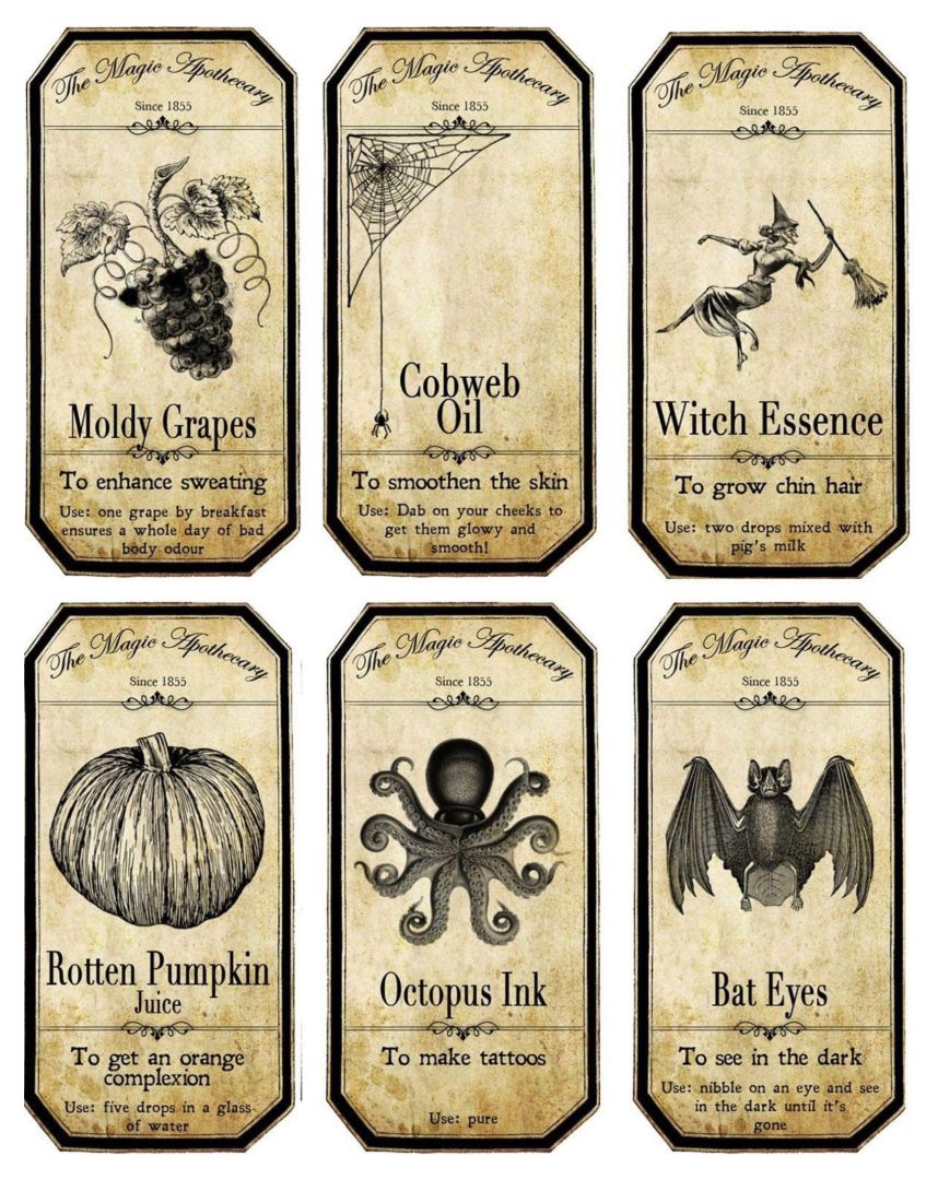 Old Apothecary Bottle Labels