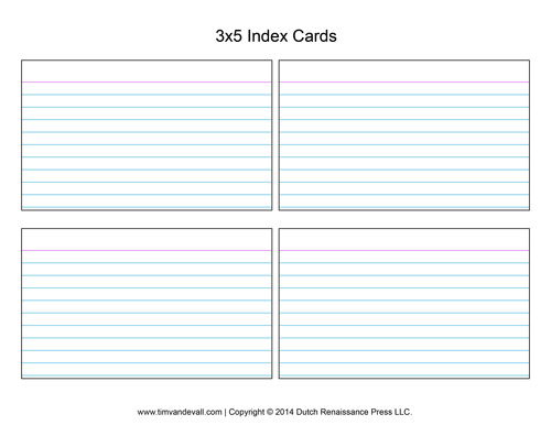 Printable Index Card Template 5 X 8