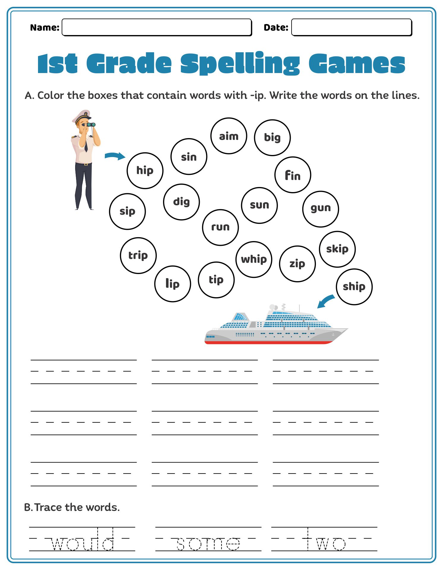 Printable 1st Grade Spelling Games