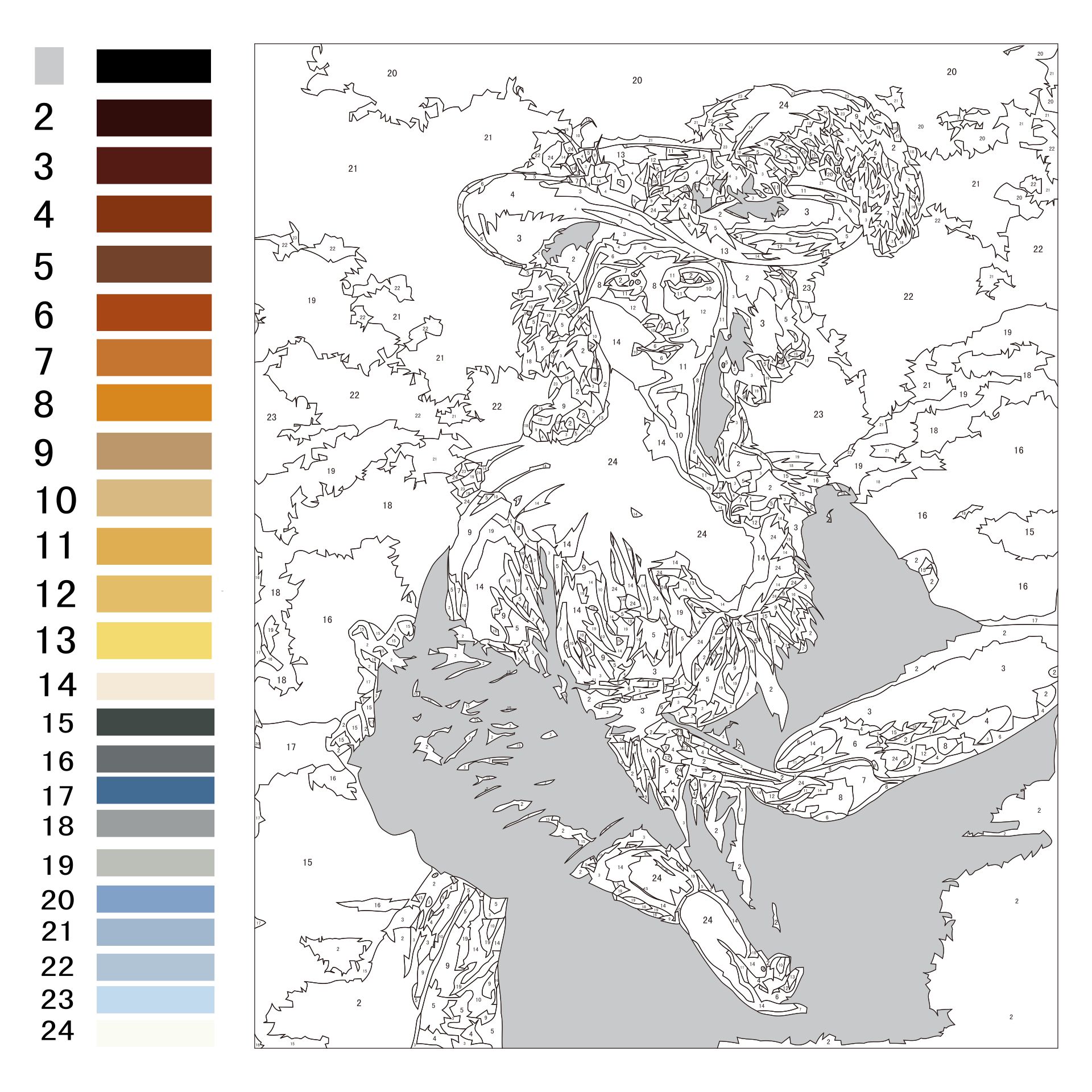 Color By Number Difficult Printable