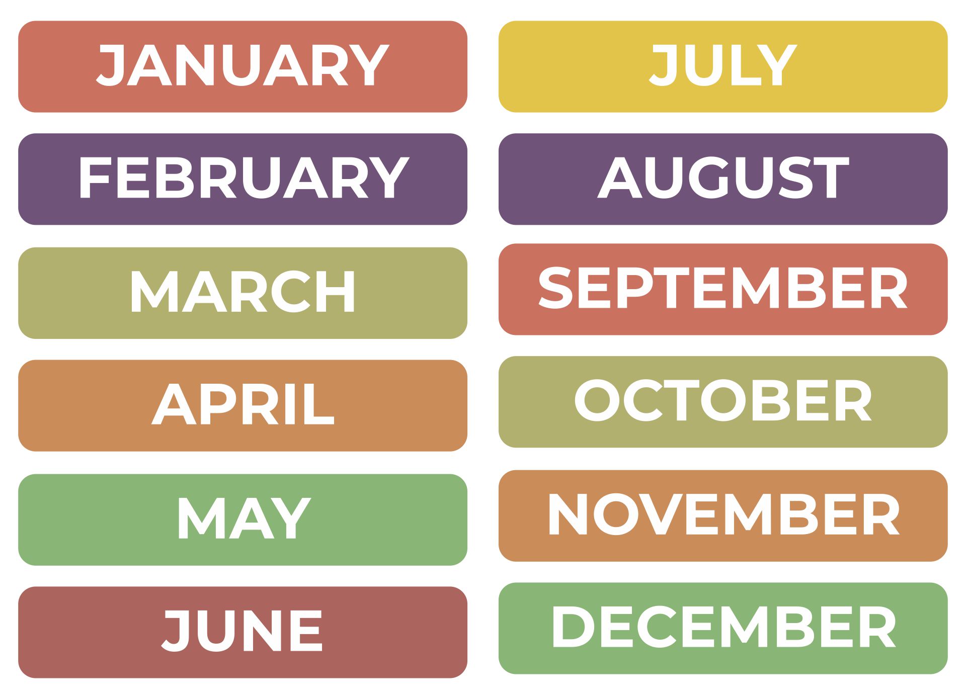 10 Best Free Printable Months Of The Year Chart Printablee