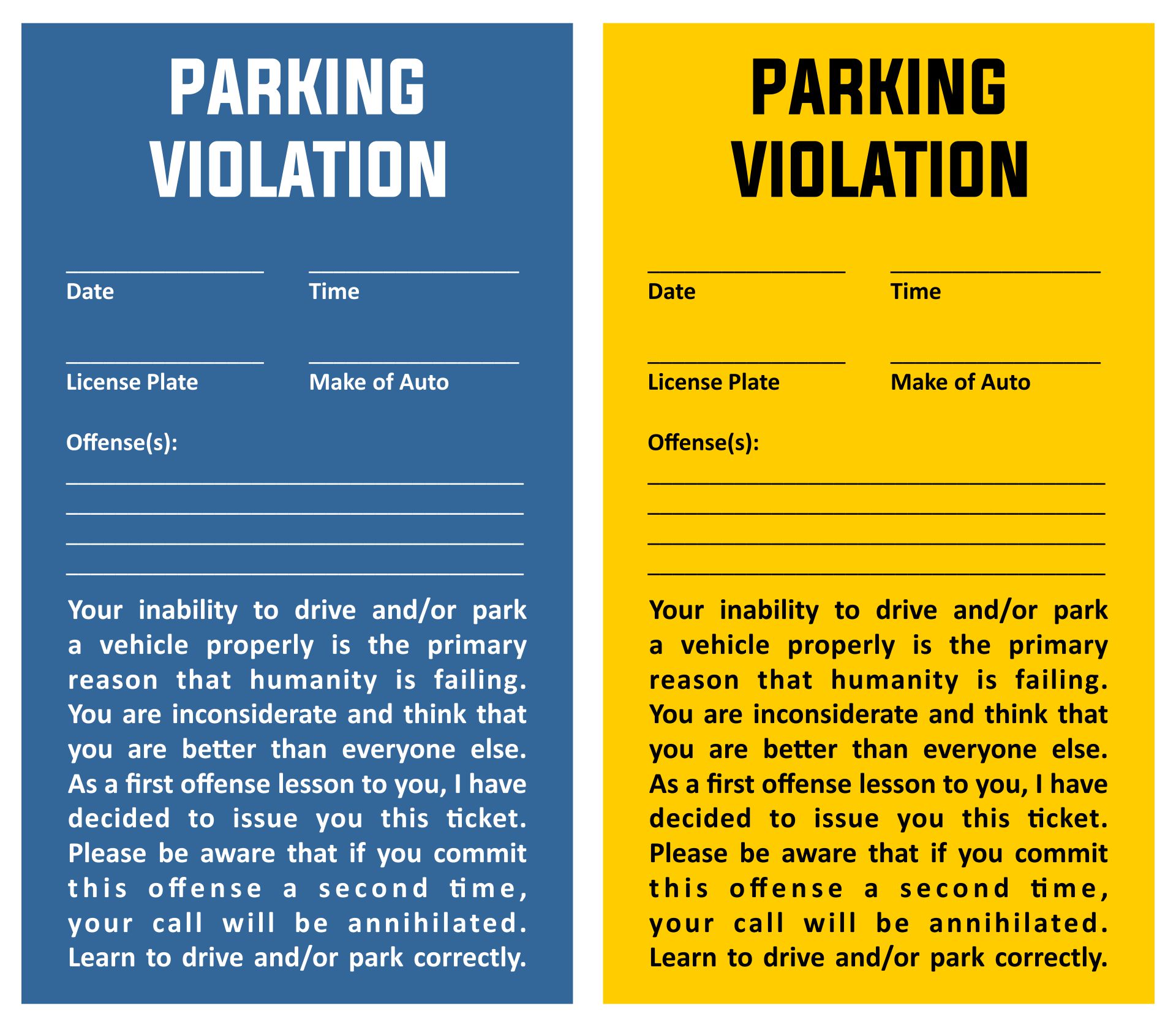 fake handicap parking ticket printable
