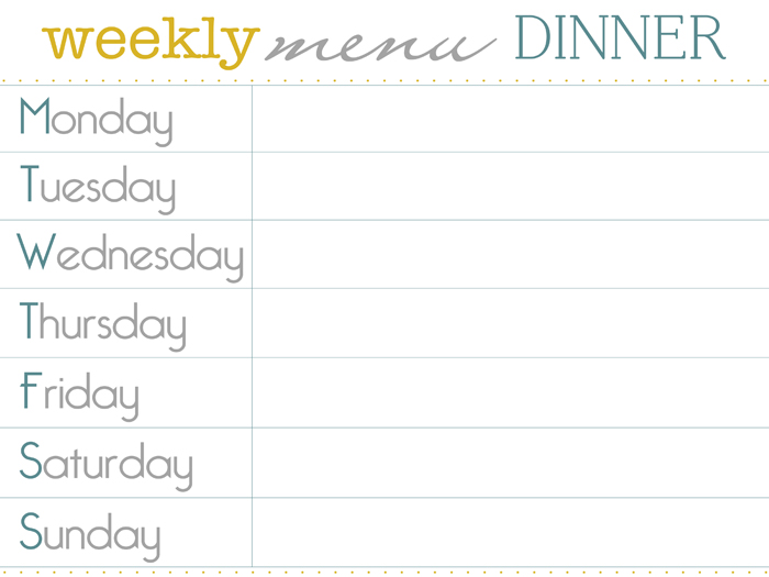 Printable Weekly Dinner Menu Planner