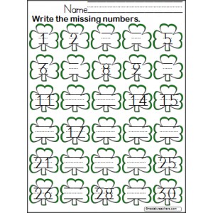 Missing Numbers 1-30 Worksheet