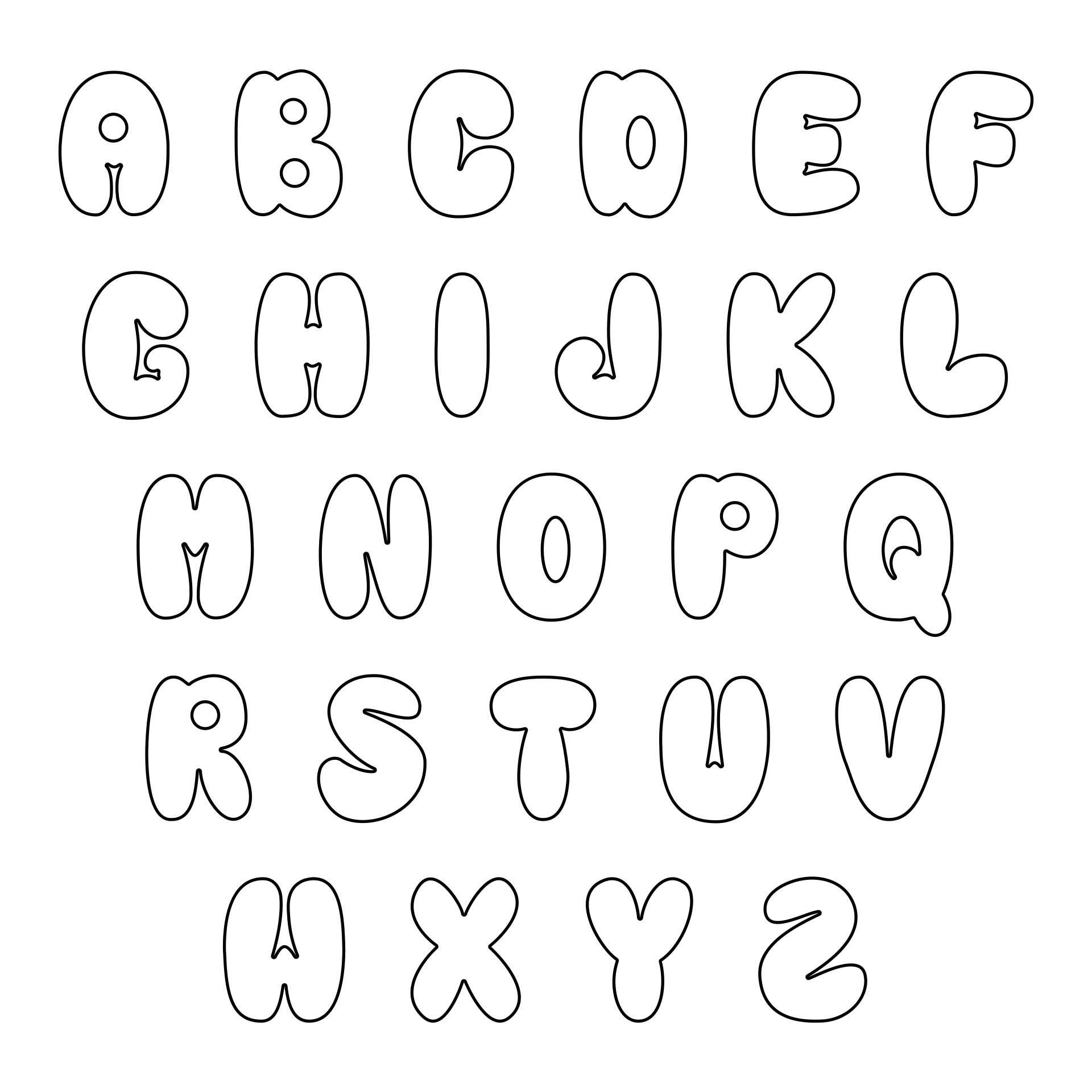 Bubble Letters A-Z - 20 Free PDF Printables | Printablee