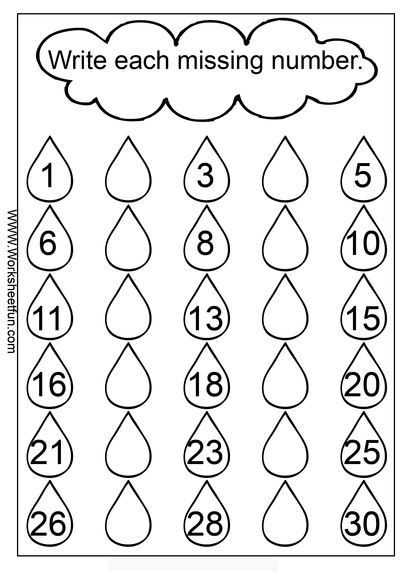 Printable Missing Numbers Worksheets 1 30