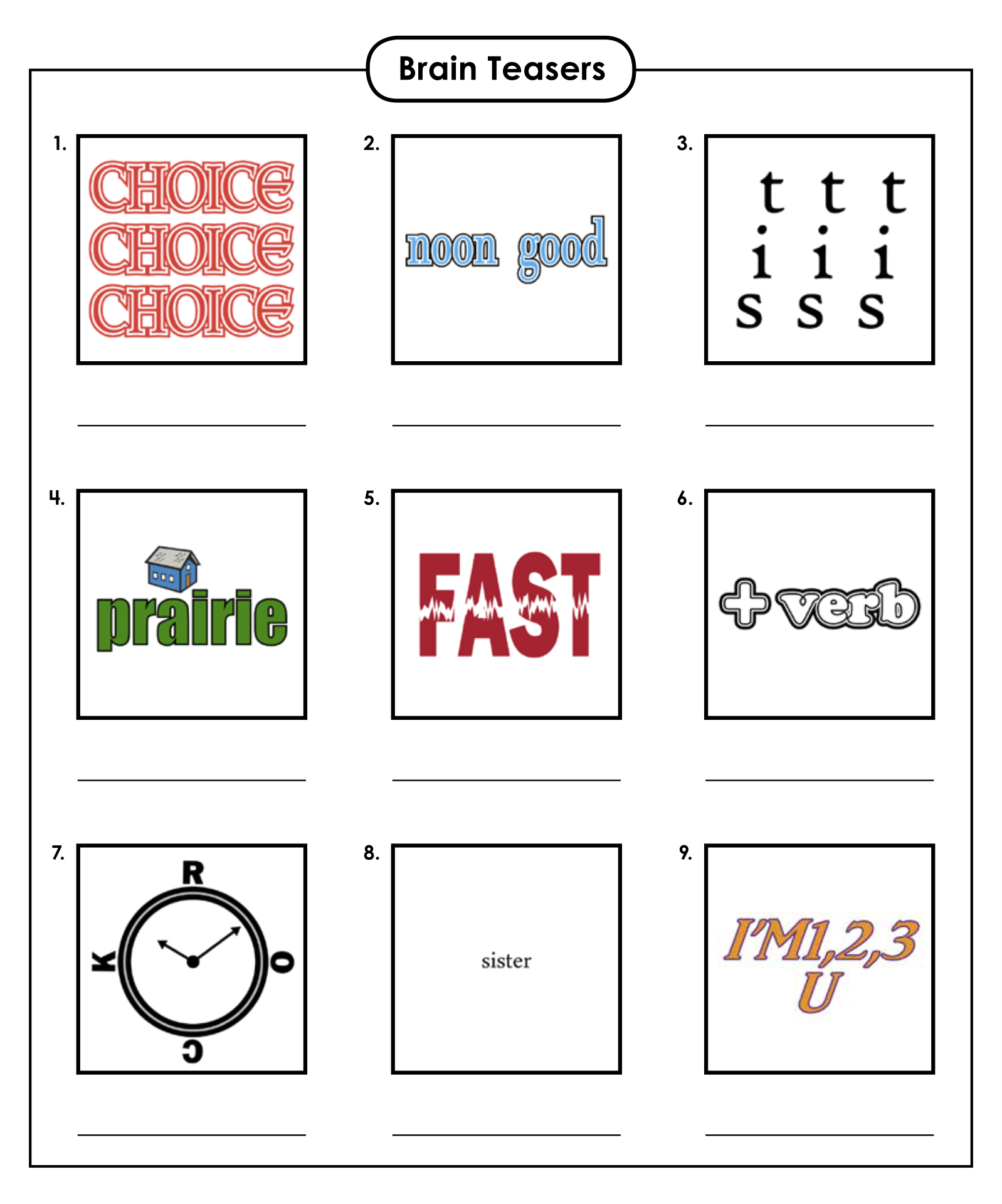 Rebus Puzzle Brain Teasers 10 Free PDF Printables Printablee
