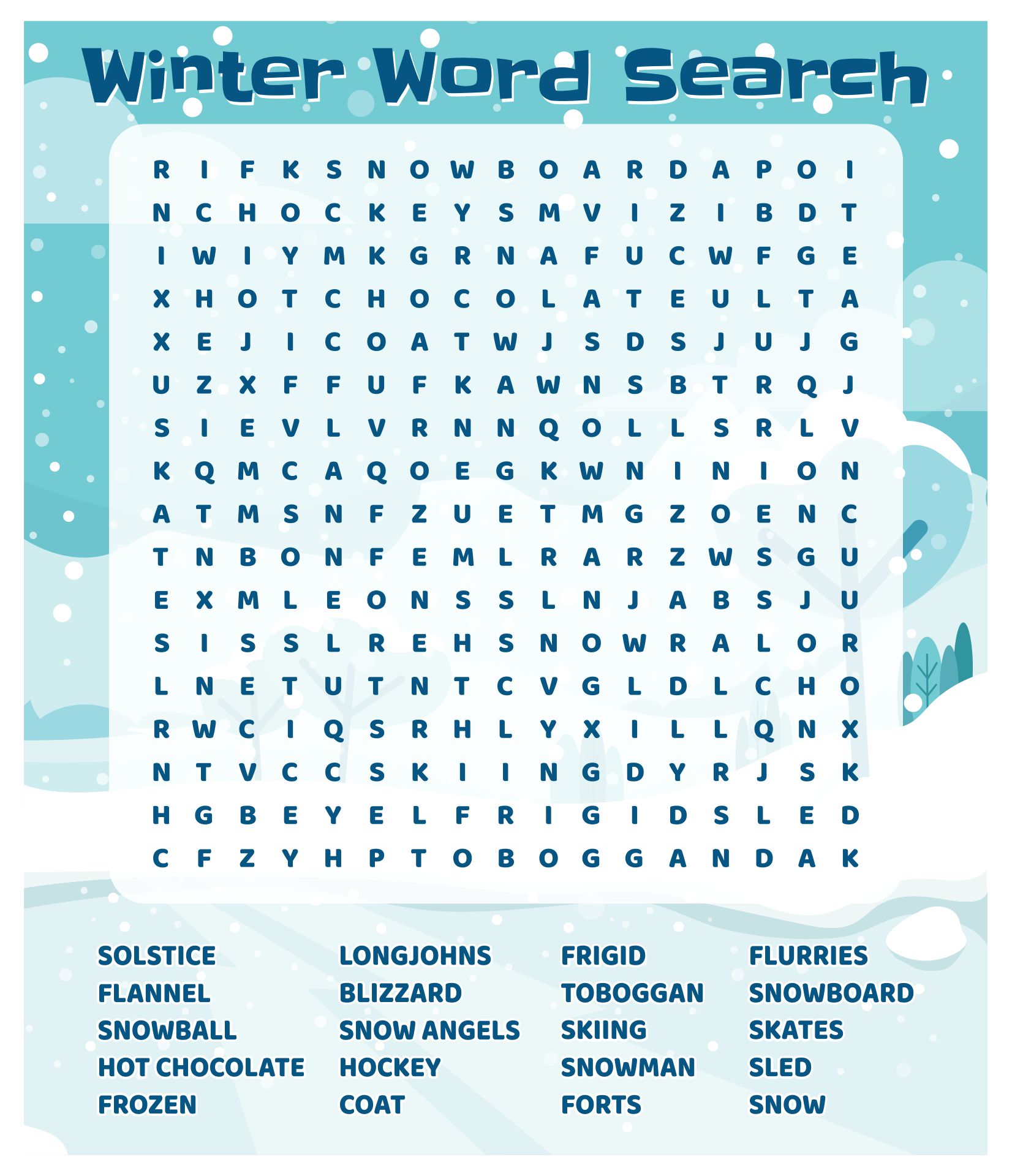 7 Best Snow Day Word Search Free Printable Printablee