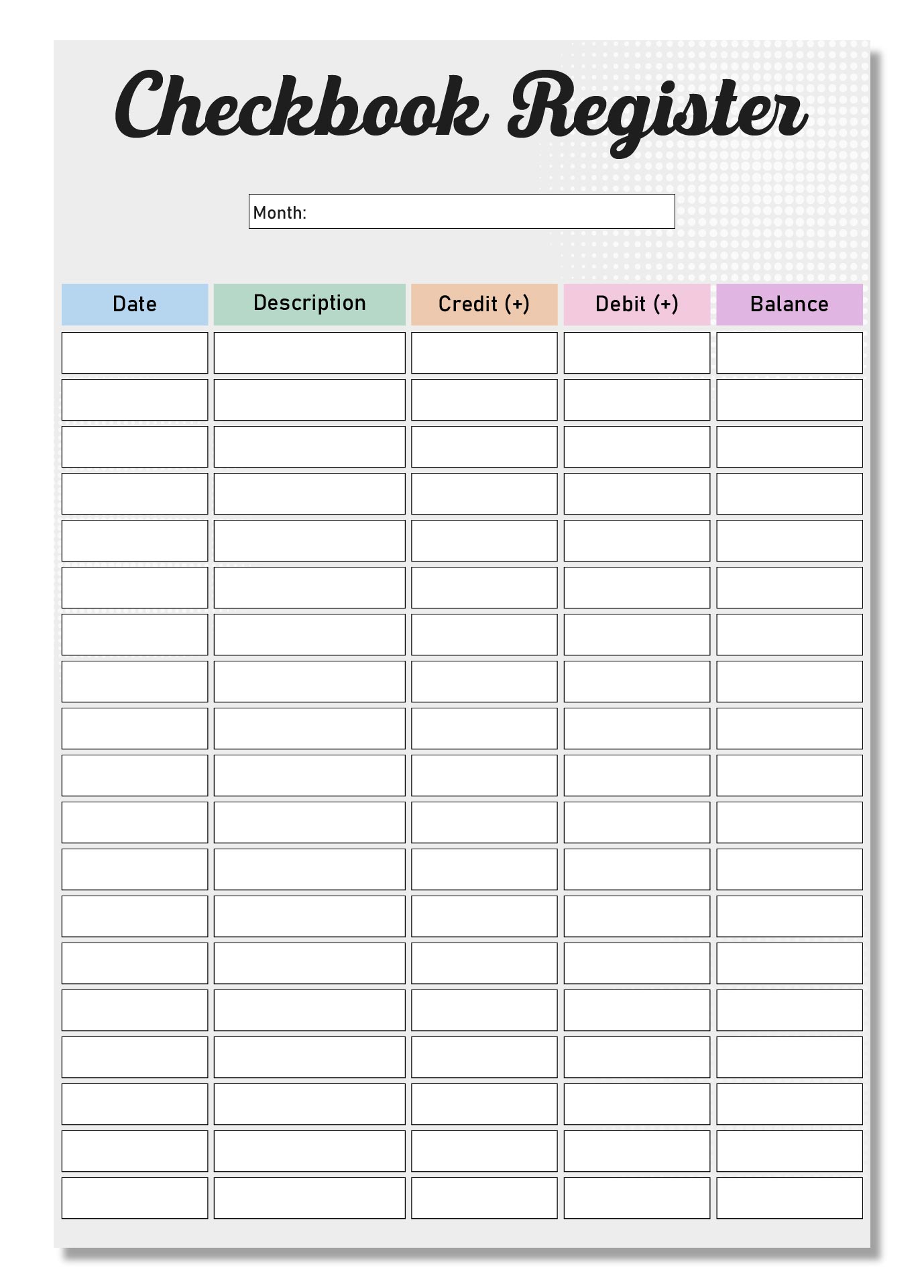 Printable Check Register PDF