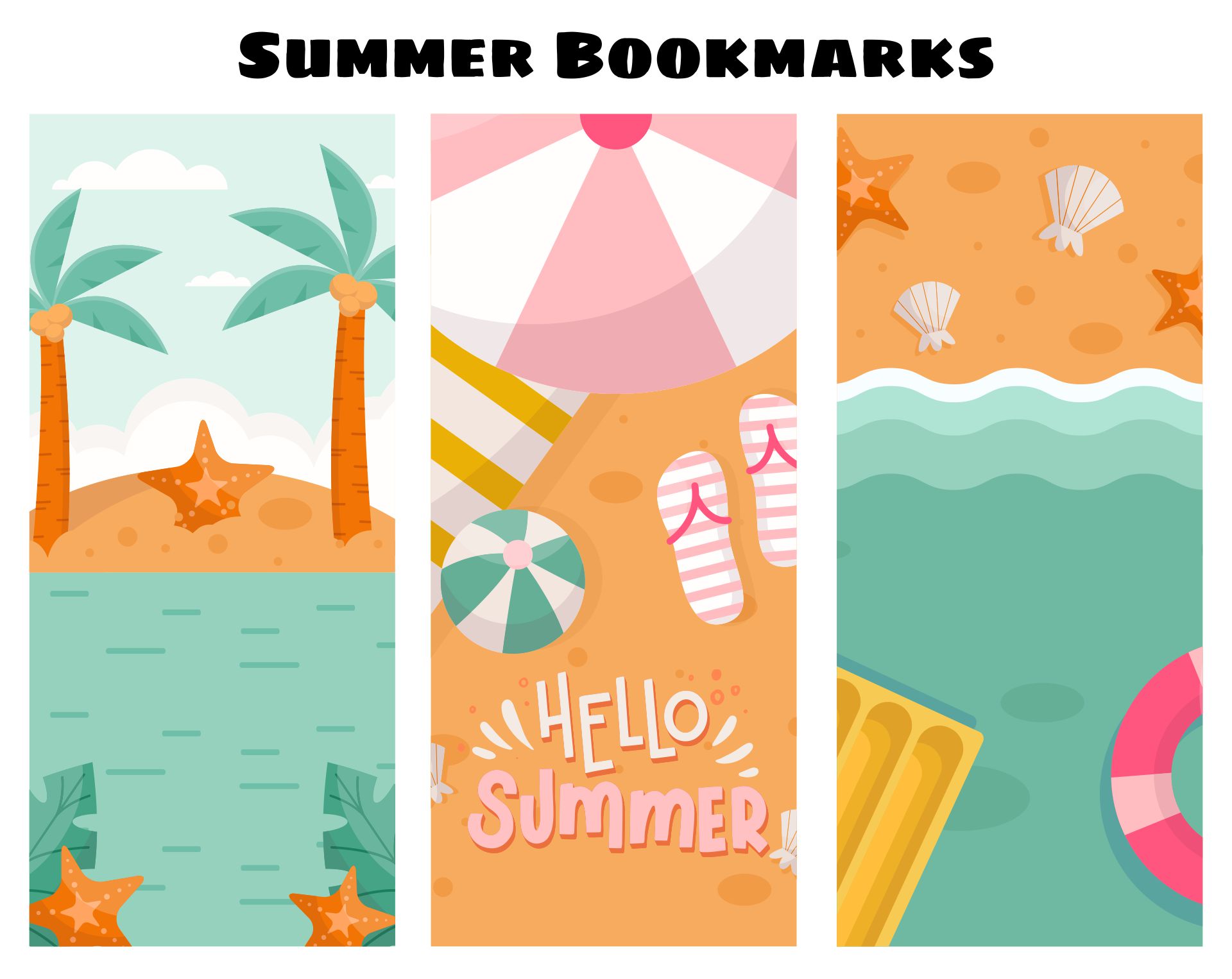 Customizable  Printable Summer Bookmarks