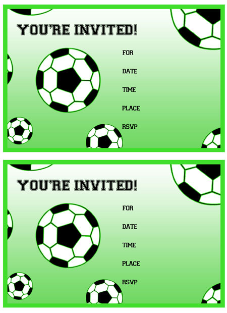 Printable Soccer Birthday Party Invitations