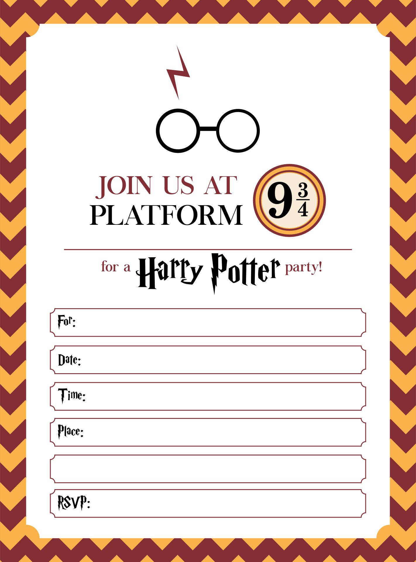 Harry Potter Invitation Printables