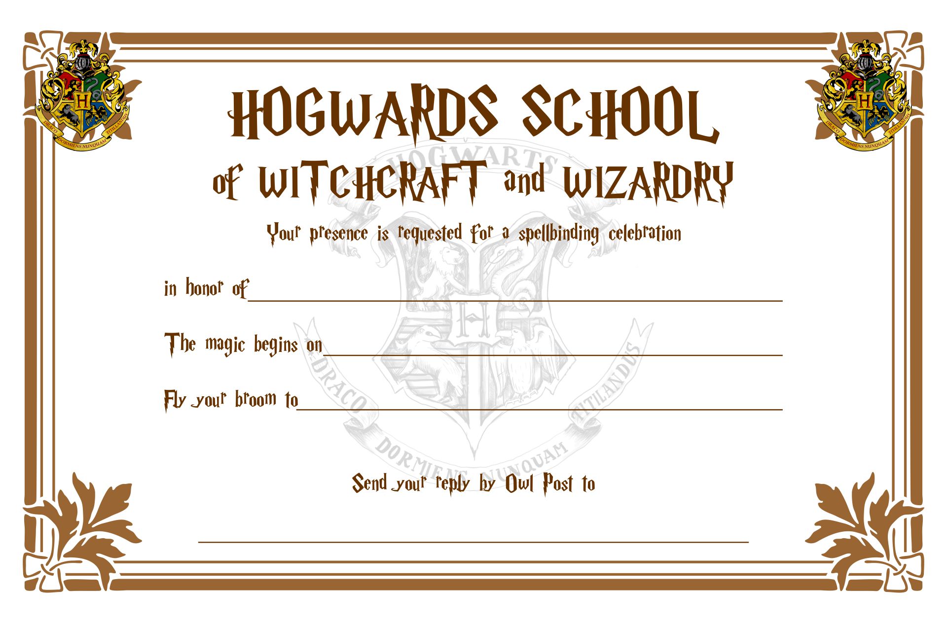 Free Printable Hogwarts Invitation Template - Mandy's Party