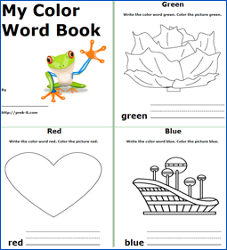 Printable Color Word Book