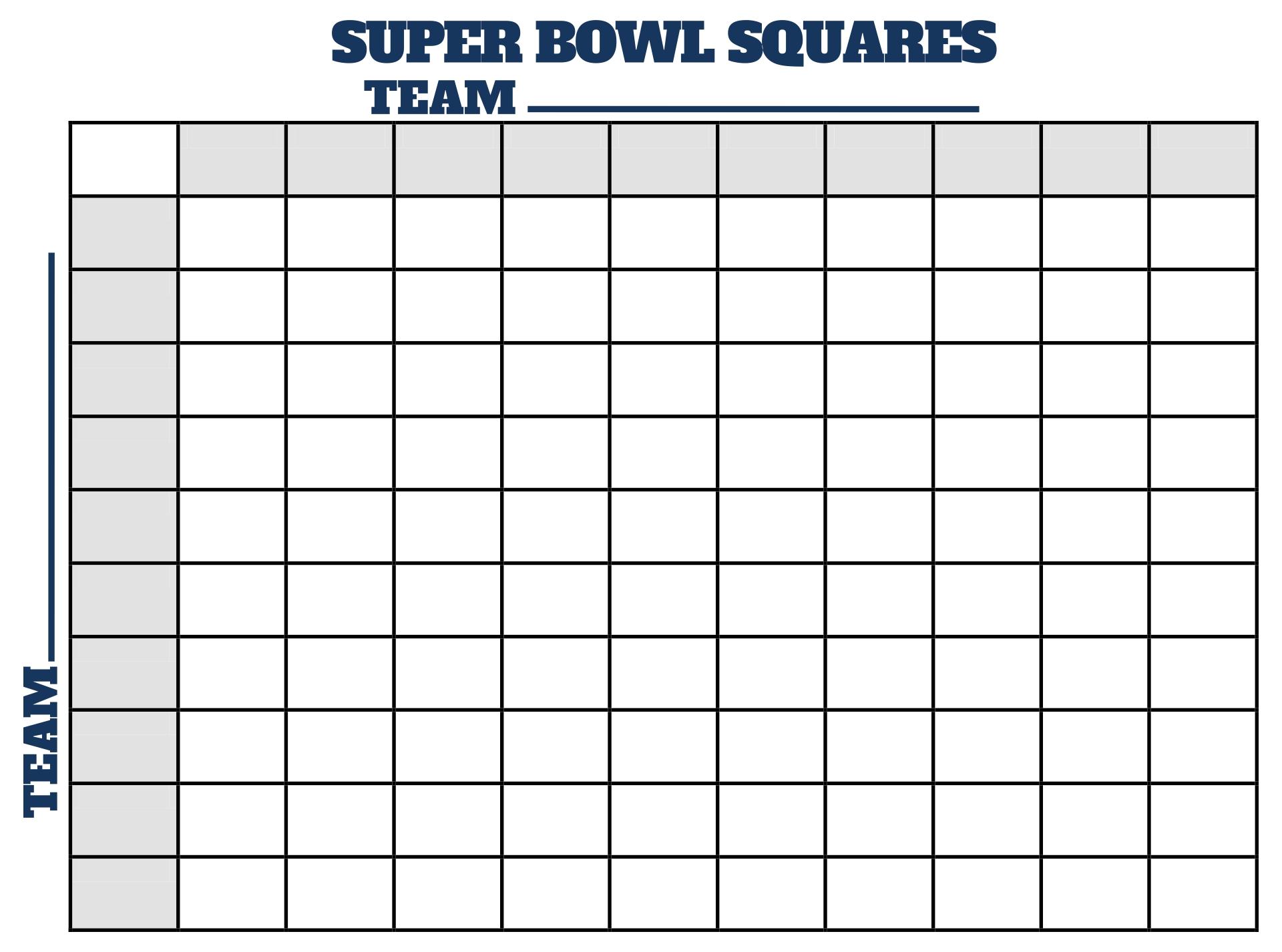 Free Super Bowl Squares Printable