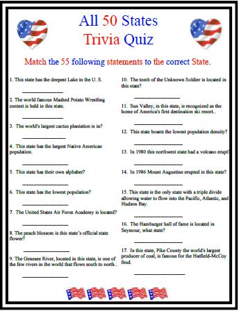 Fun Printable Trivia Games