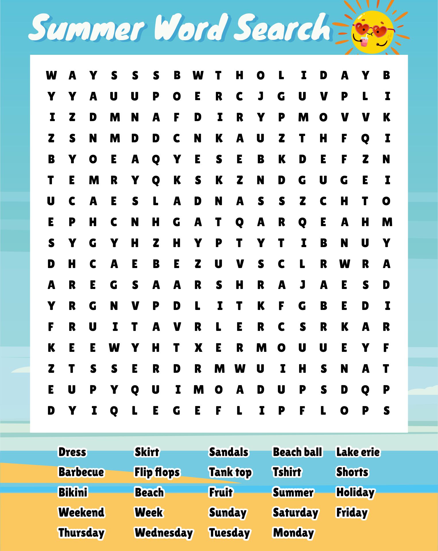 Printable Summer Word Puzzles