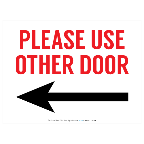 Please Use Other Door Sign Printable