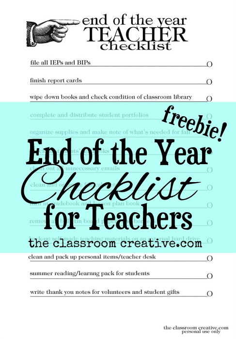 End of Year Teacher Printable