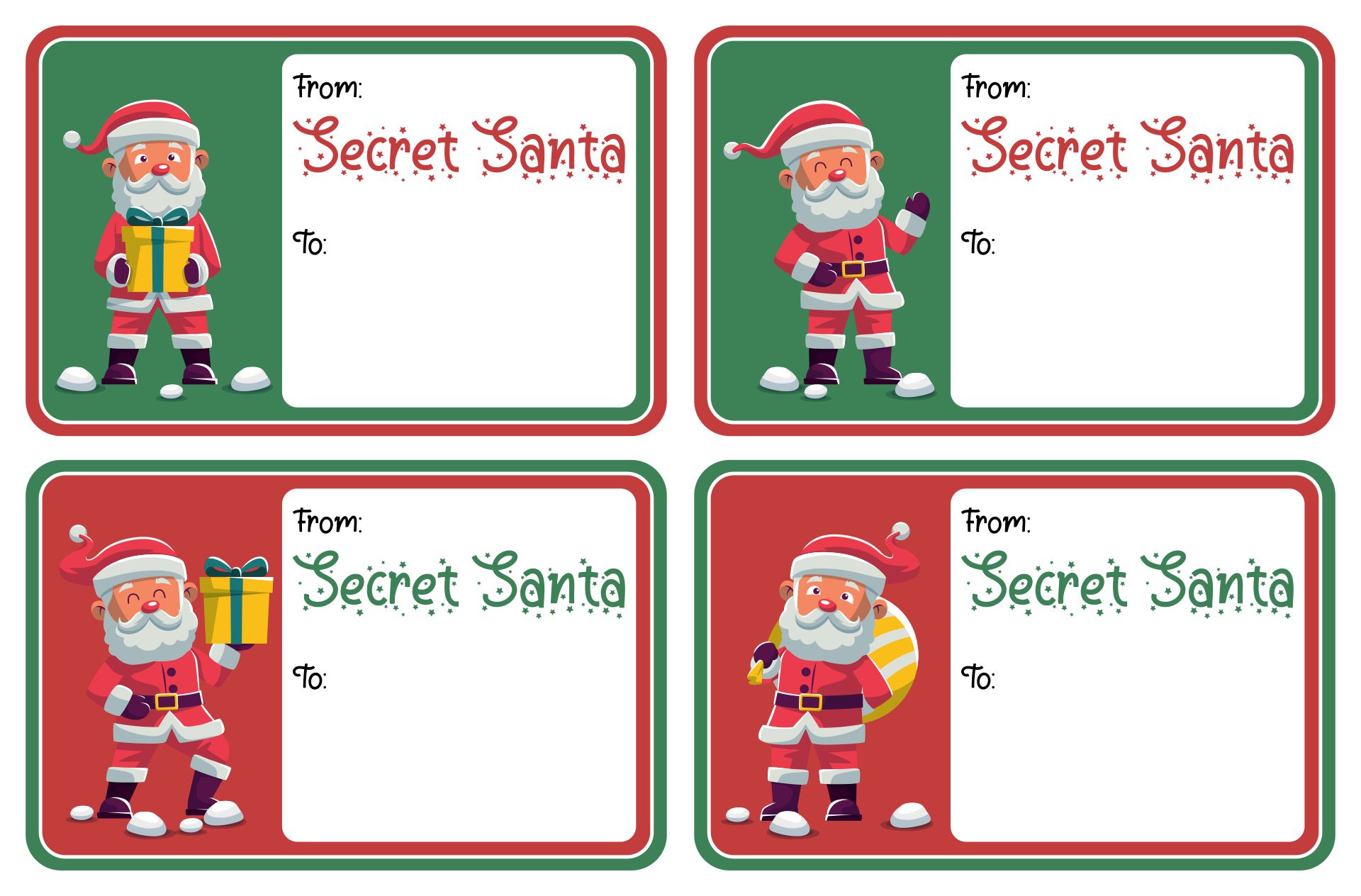 Printable Christmas Gift Tags Secret Santa Gift Tags Printable My