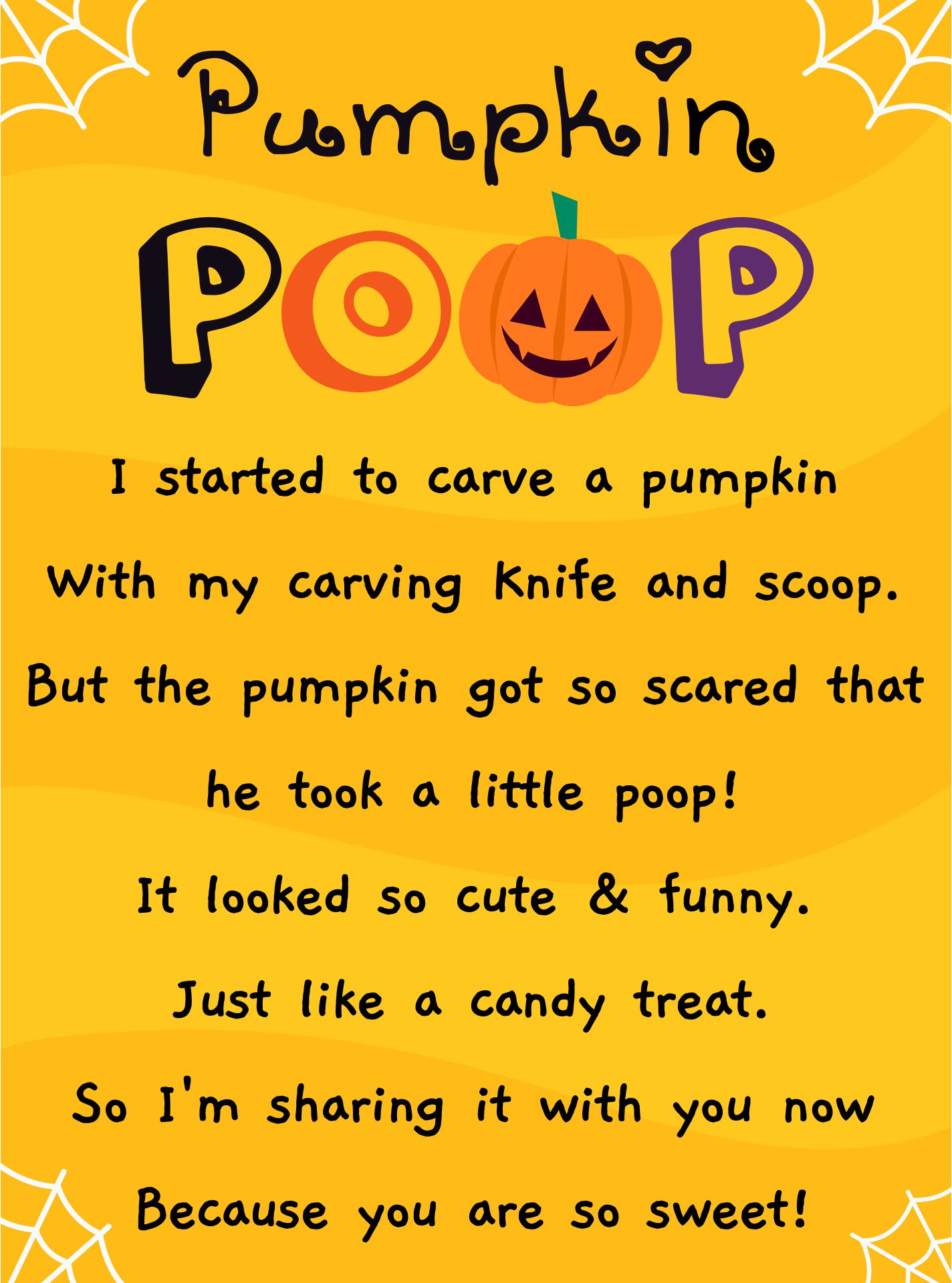 Printable Pumpkin Poop Poem
