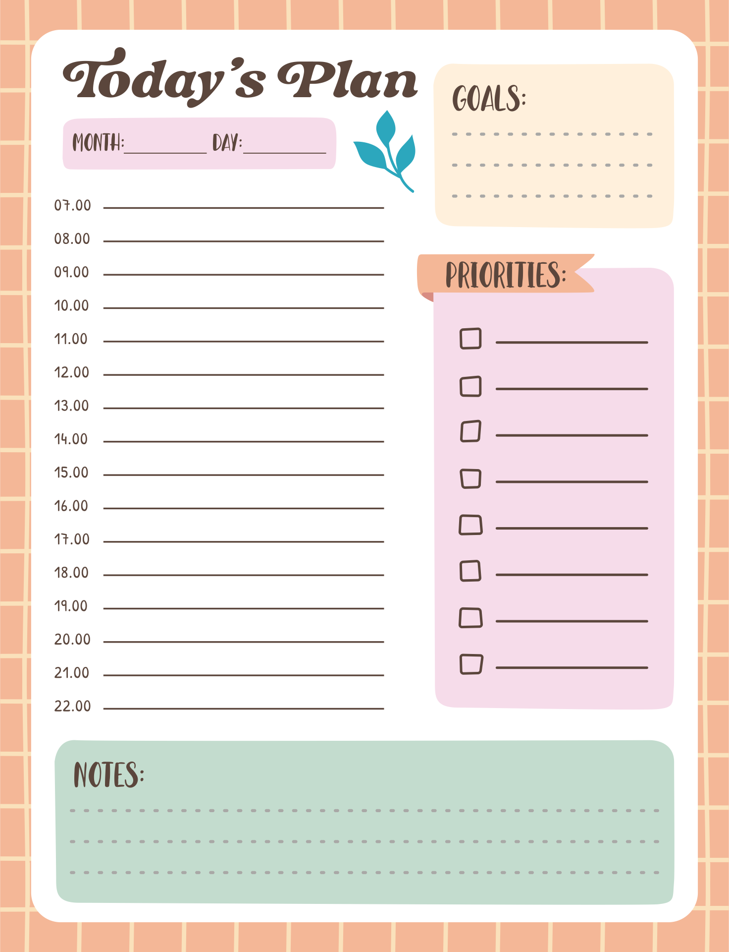 Hourly Day Planner Printable Pages