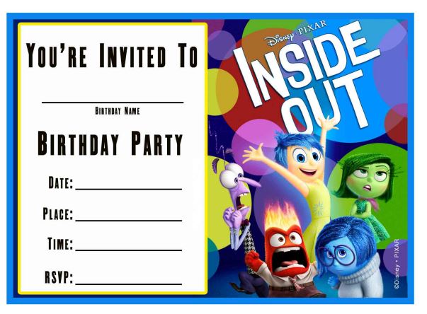 Inside Out Birthday Party Invitations