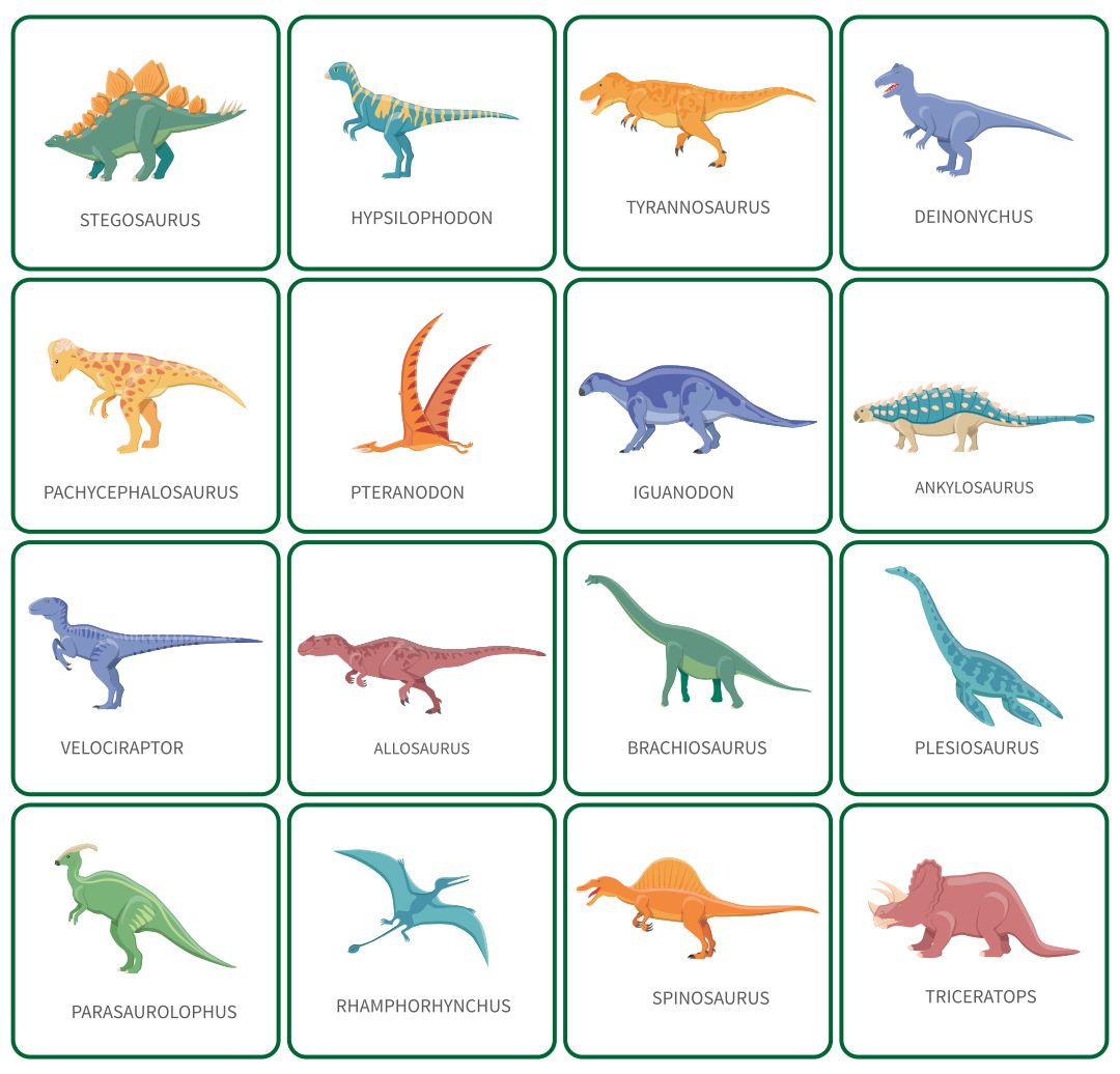 Types Of Dinosaurs Free Printable