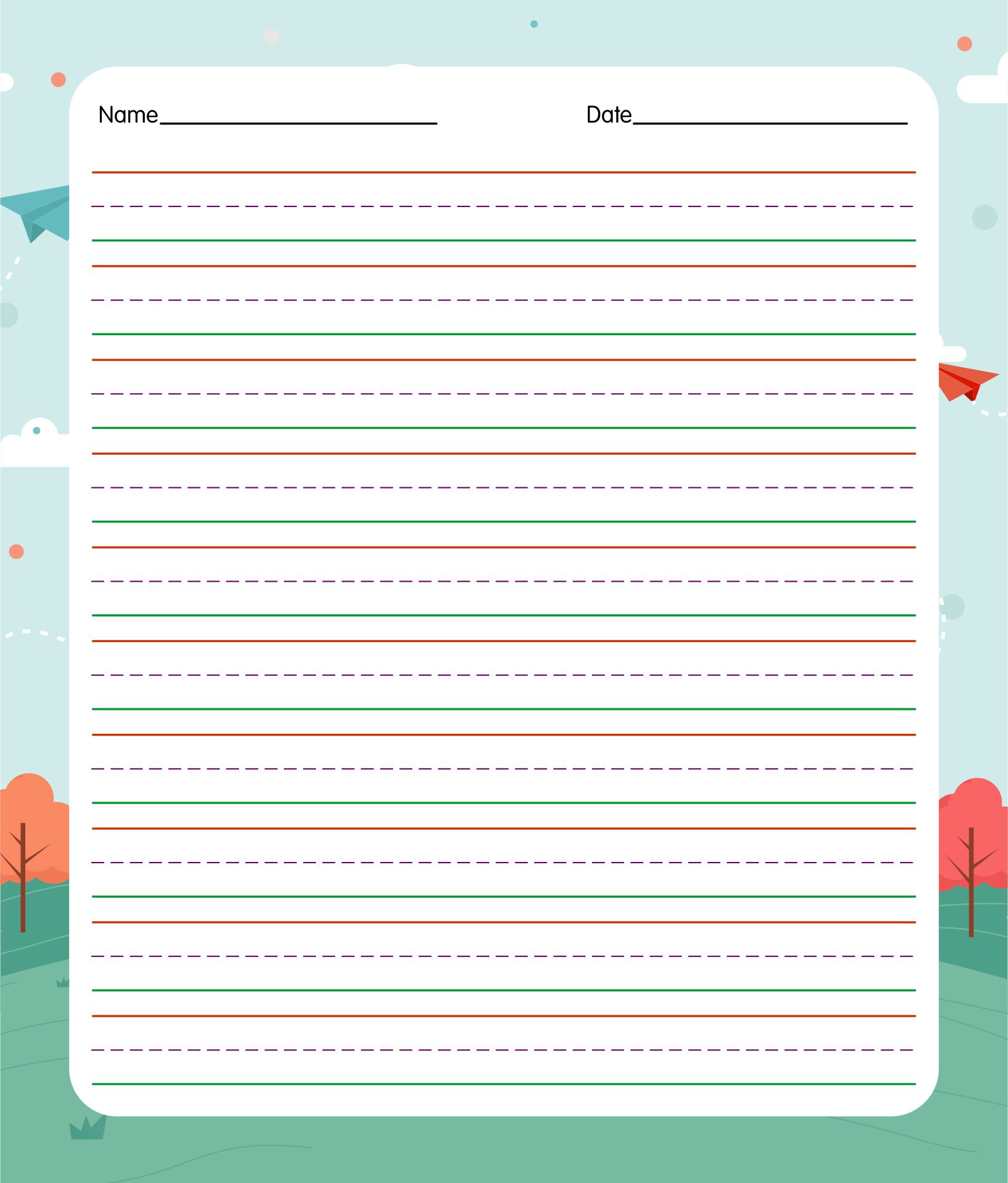 student writing template