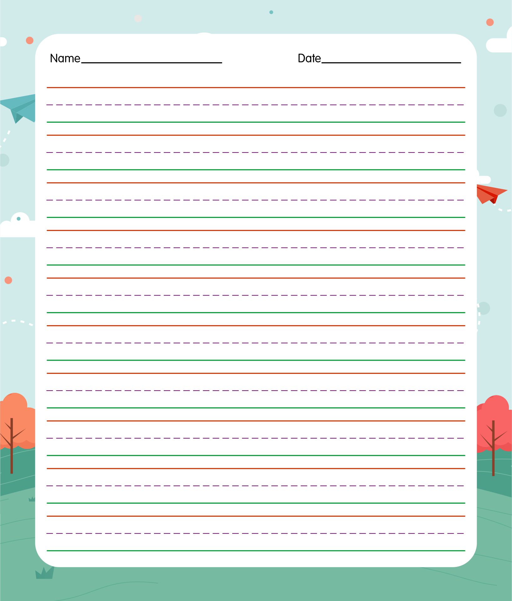 Kindergarten Lined Paper Printable