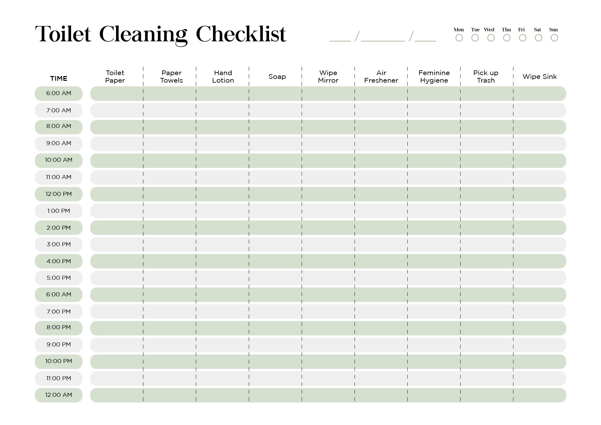 Printable Restaurant Cleaning Checklist Printable Blank World