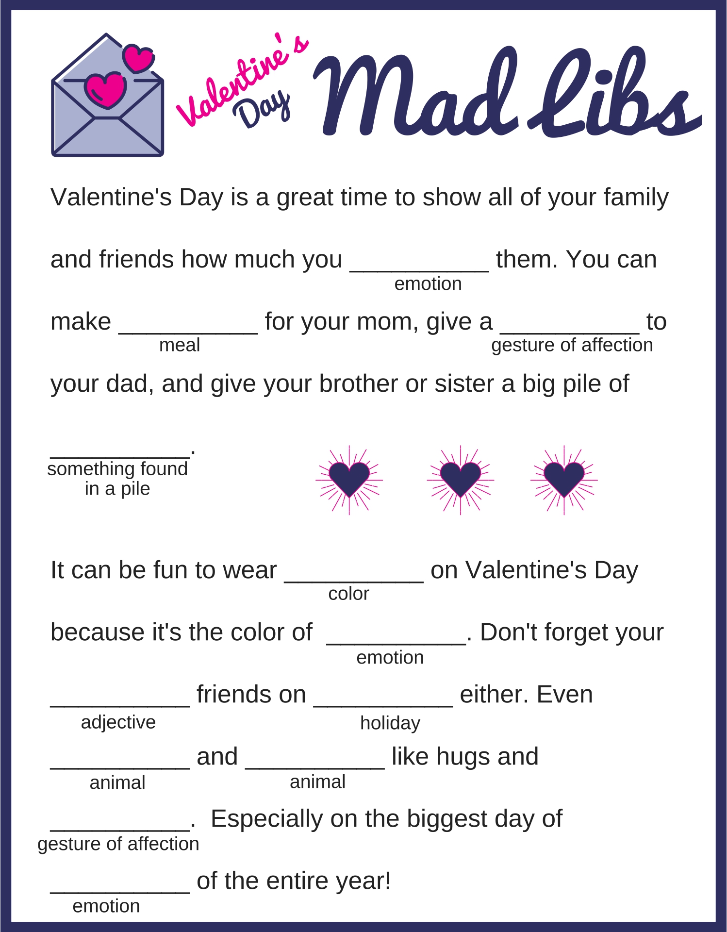 Love Letter Mad Libs 10 Free PDF Printables Printablee