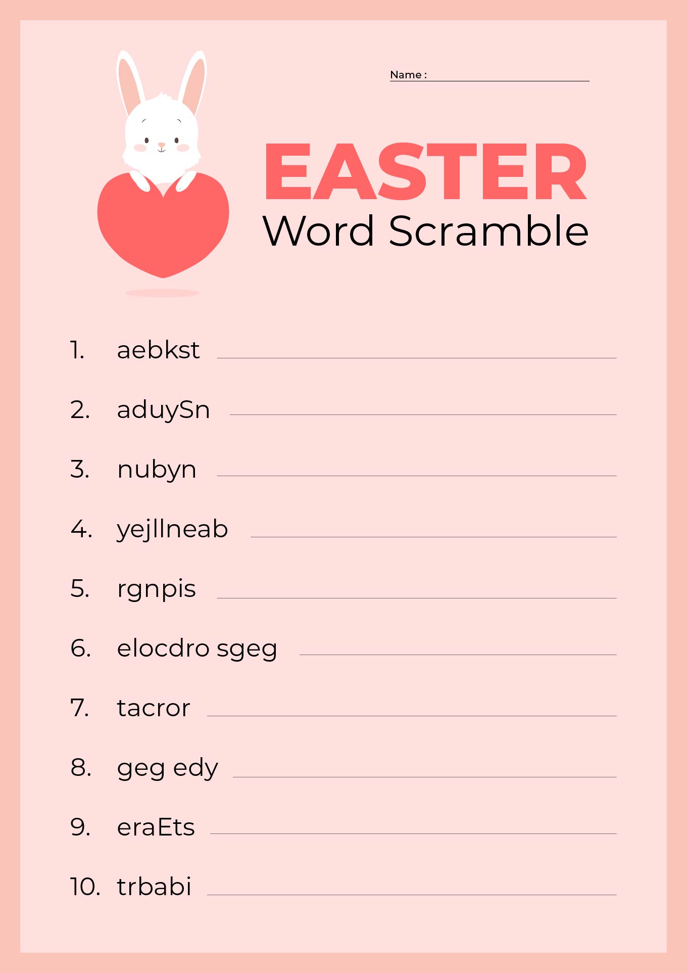 Printable Christian Easter Word Games