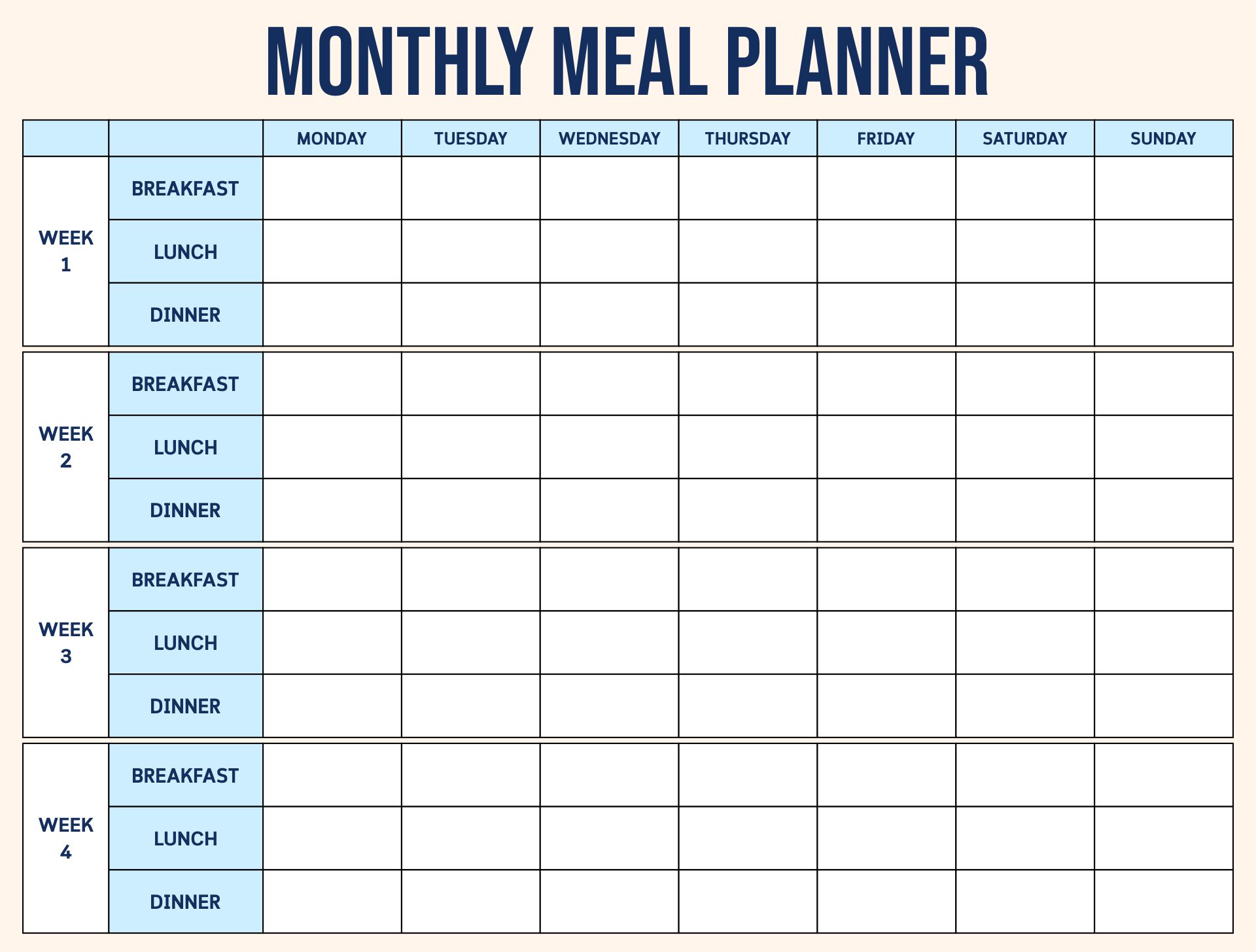 Free printable meal planner saypayments