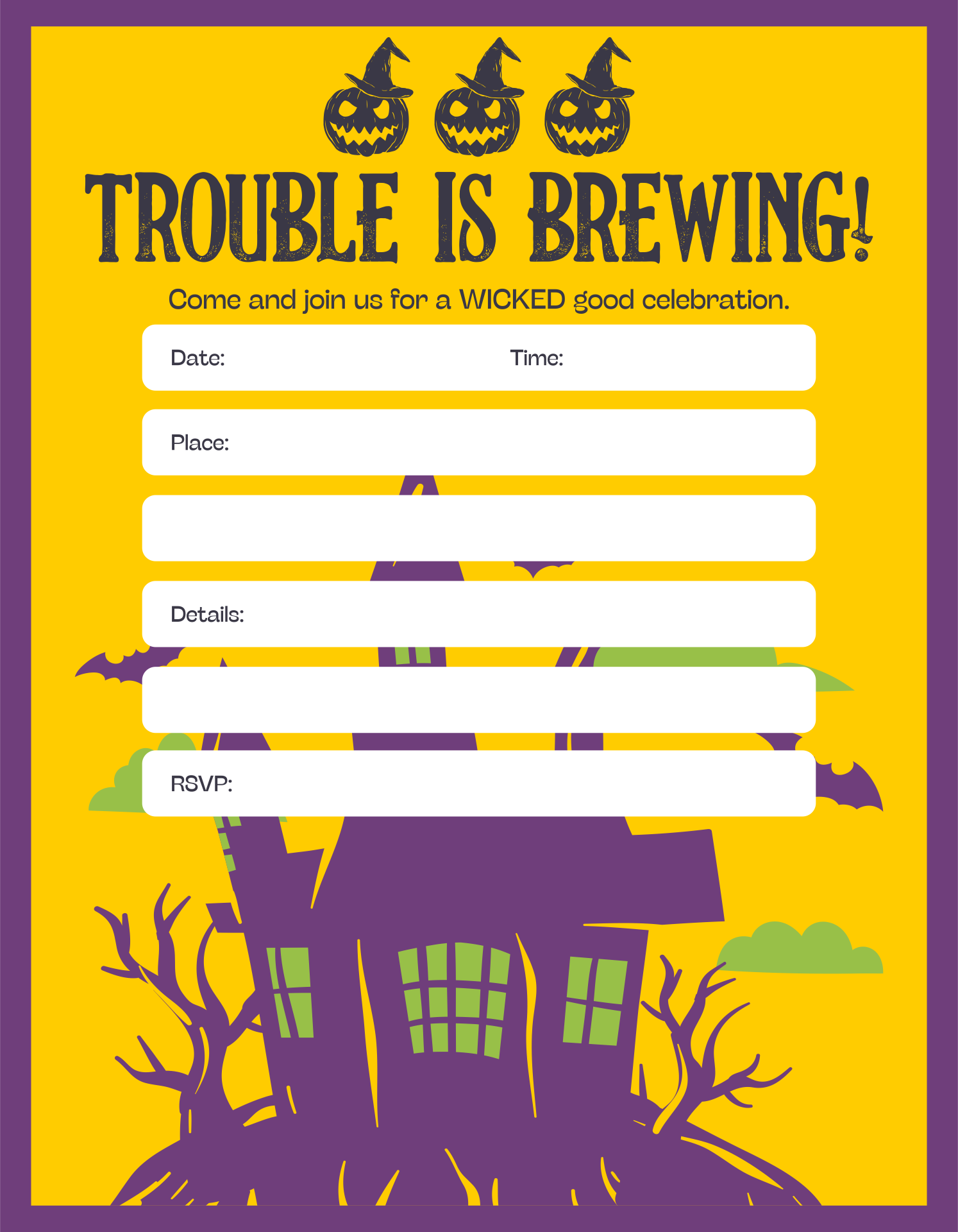 Printable Halloween Invitations Templates Blank