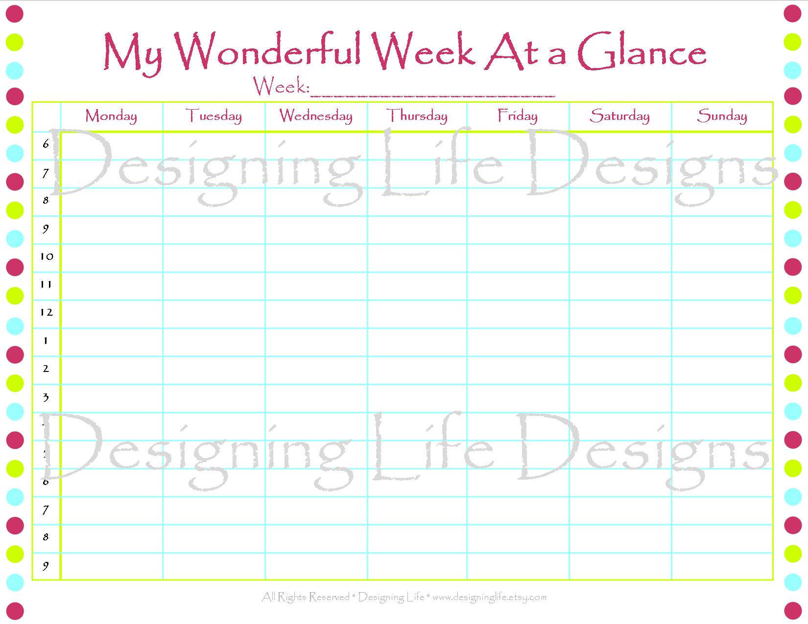 Week-At-A-Glance Calendar Printable