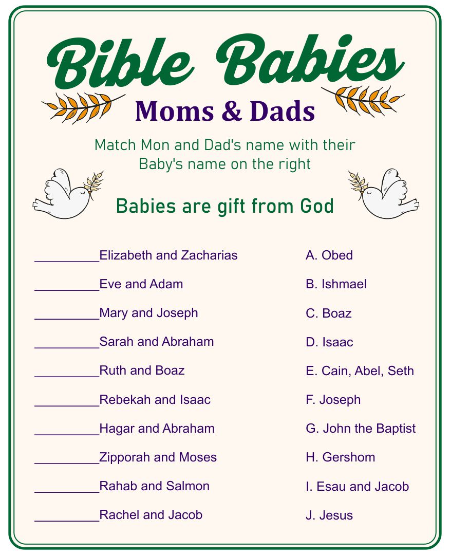 Printable Baby Shower Bible Games