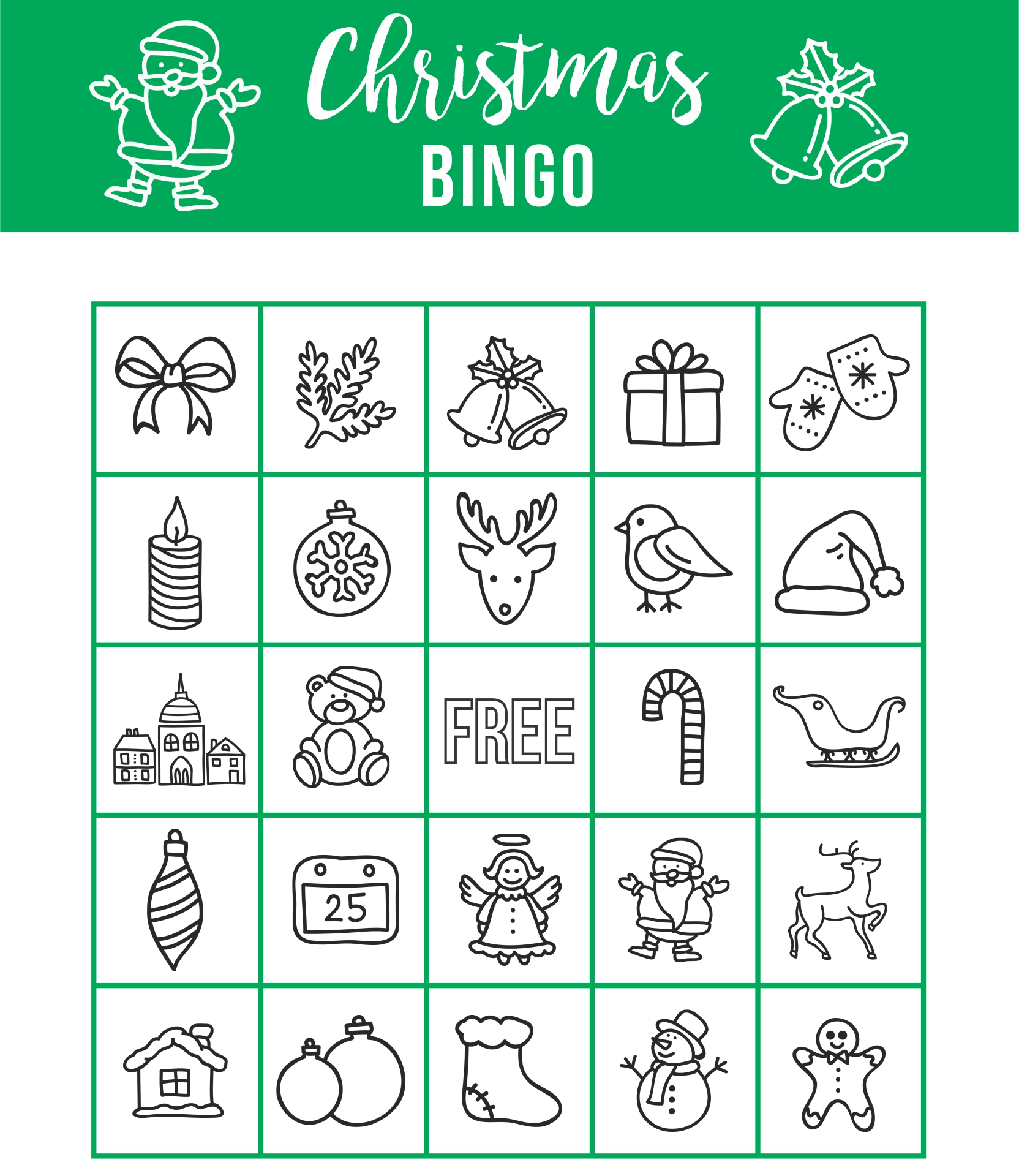 Template Free Printable Christmas Bingo Cards