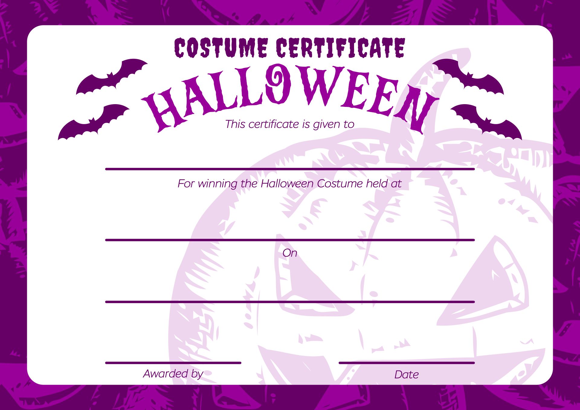 10 Best Halloween Costume Awards Printable Printablee