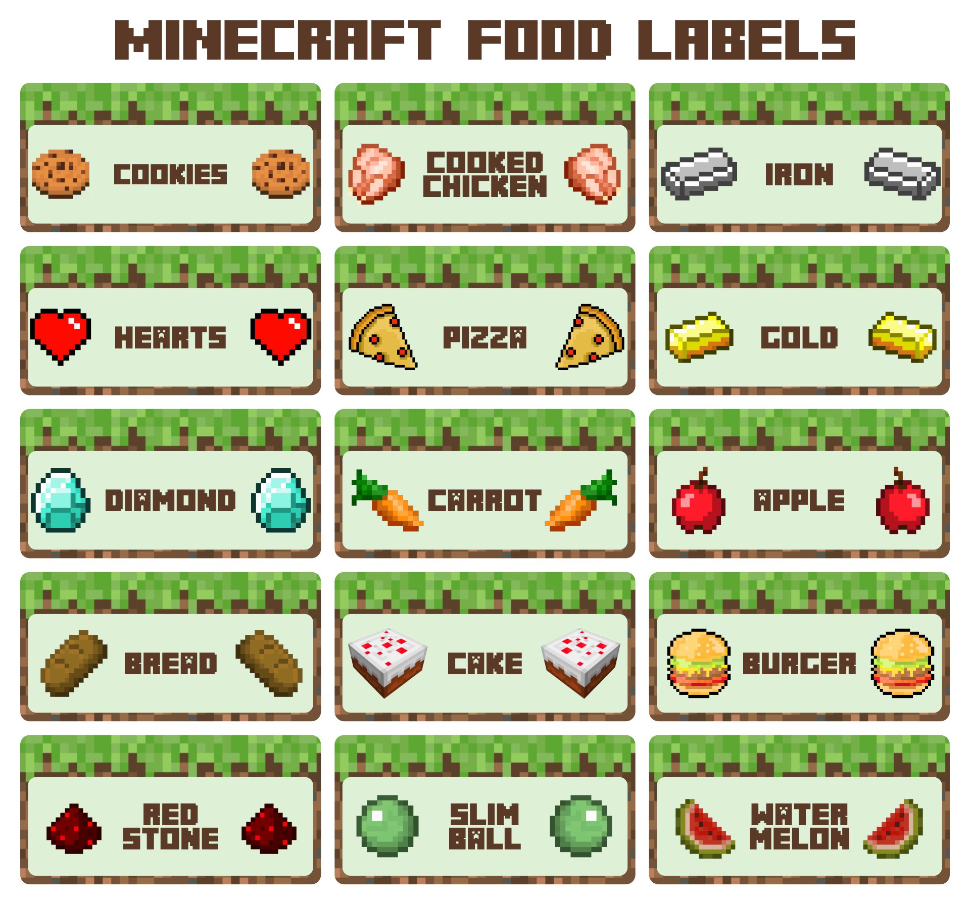 8 Best Images of Minecraft Food Printables Card - Minecraft Printable ...
