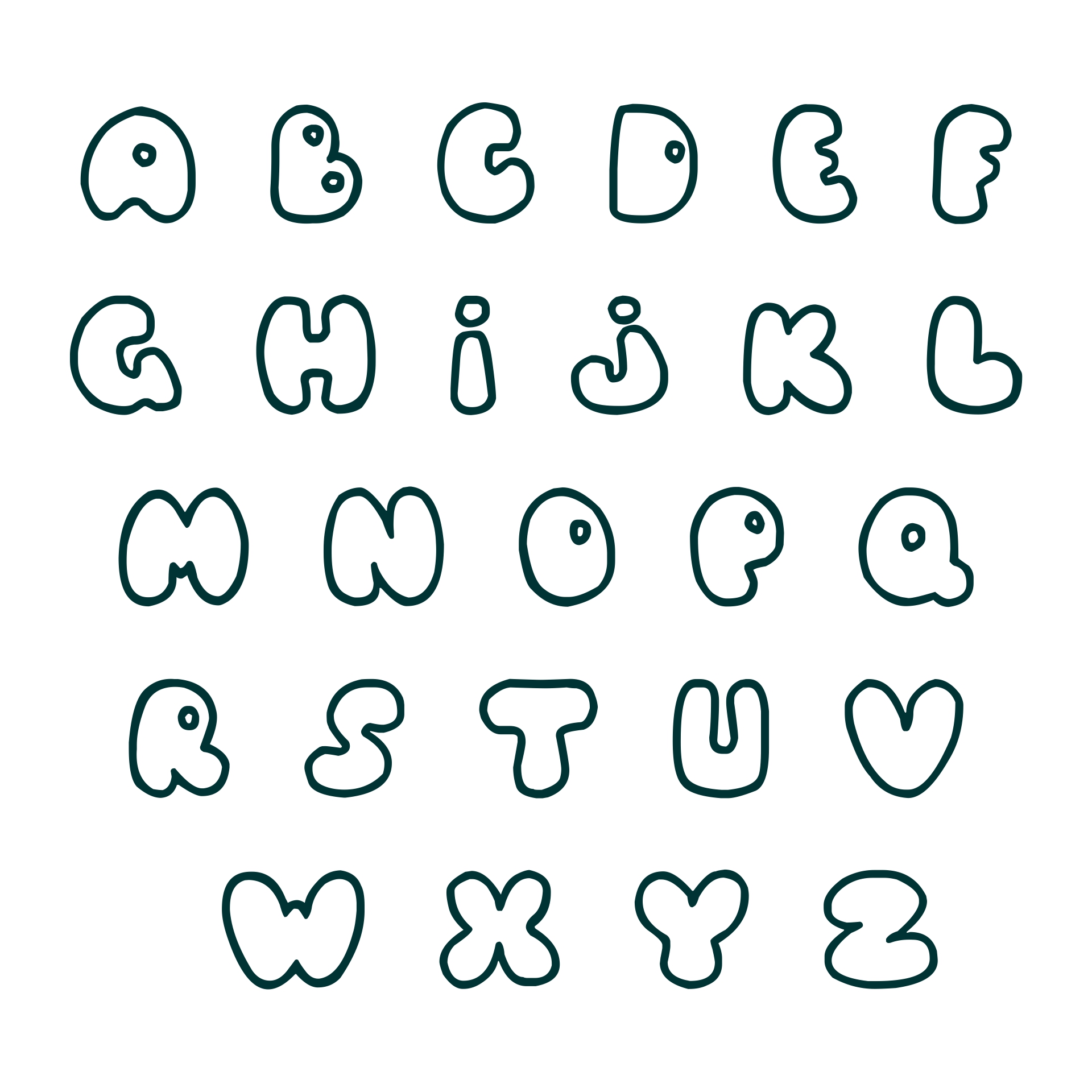 letters in bubble font