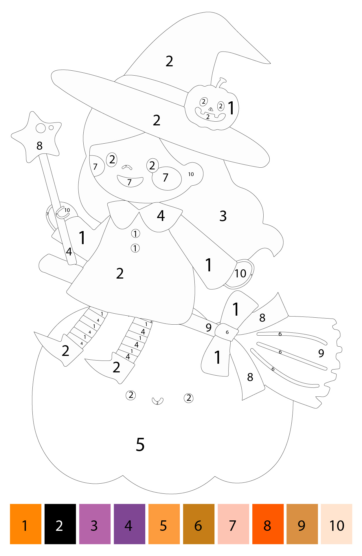 Printable Halloween Color by Number Coloring Pages