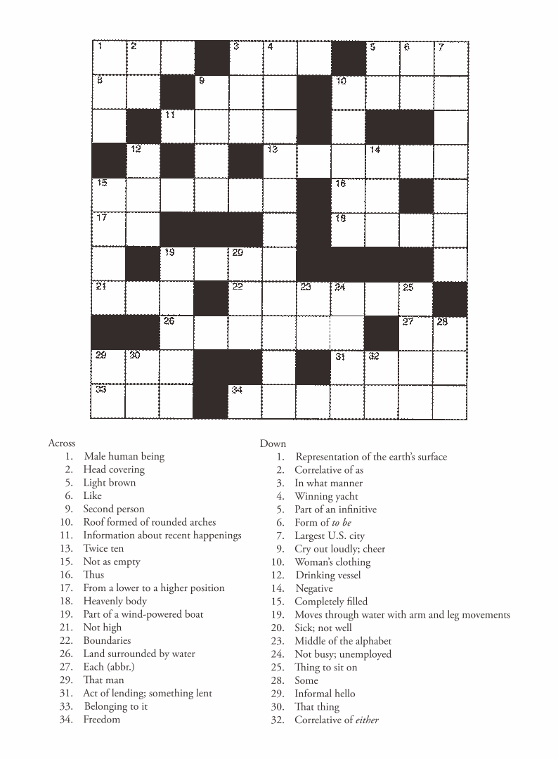 easy crossword puzzles for beginners