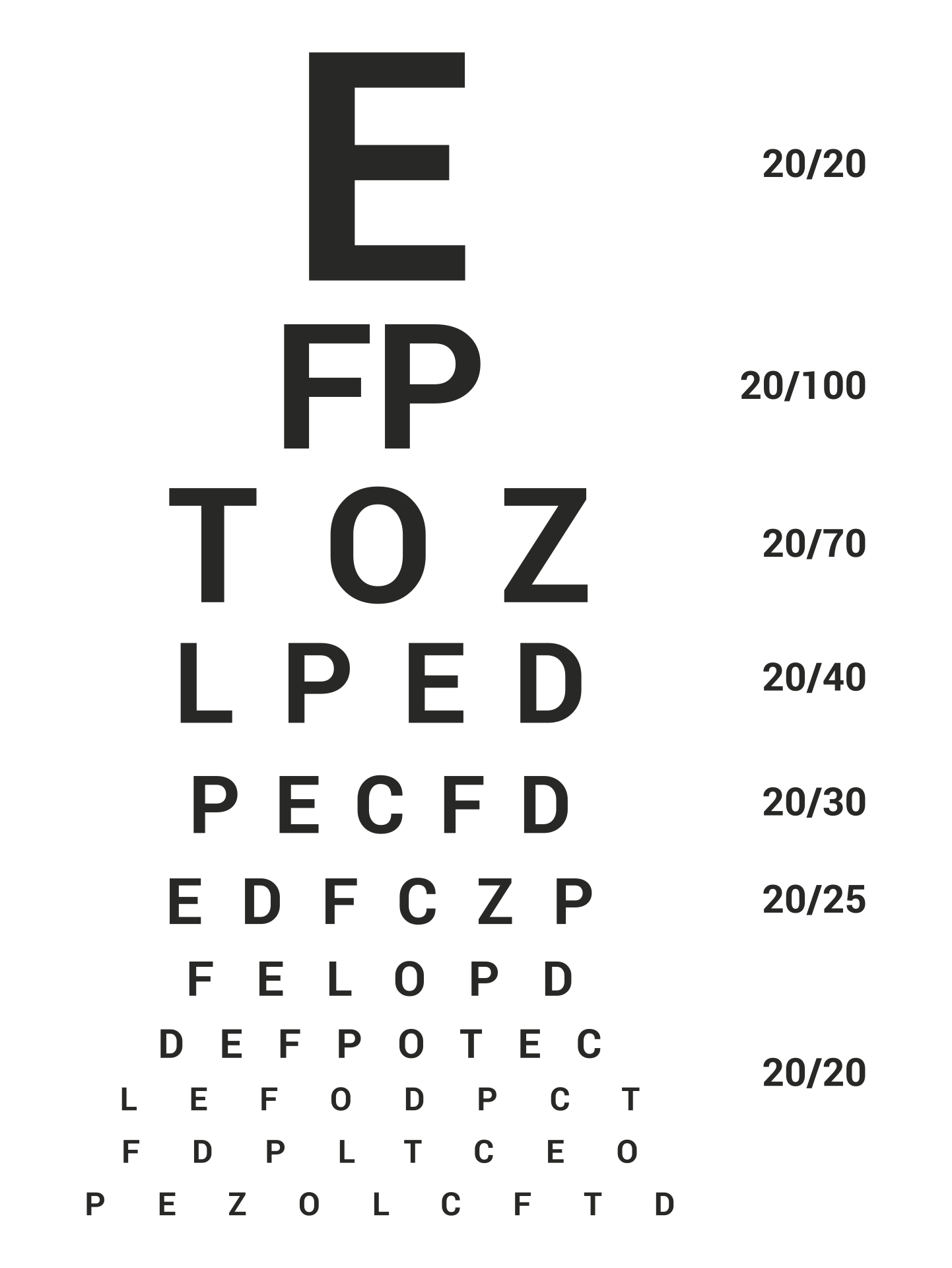 Actual Size Free Printable Kindergarten Eye Chart