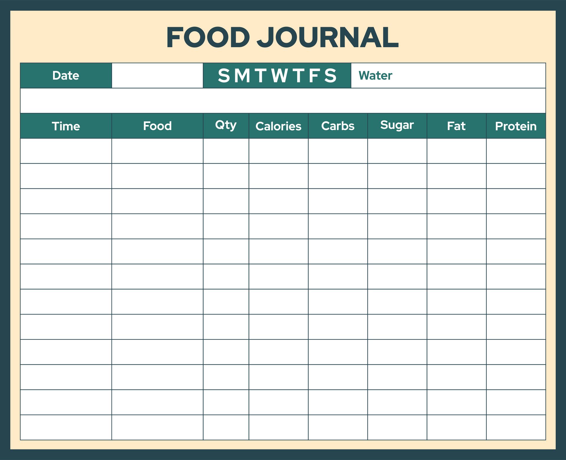 Printable Food Log Journal