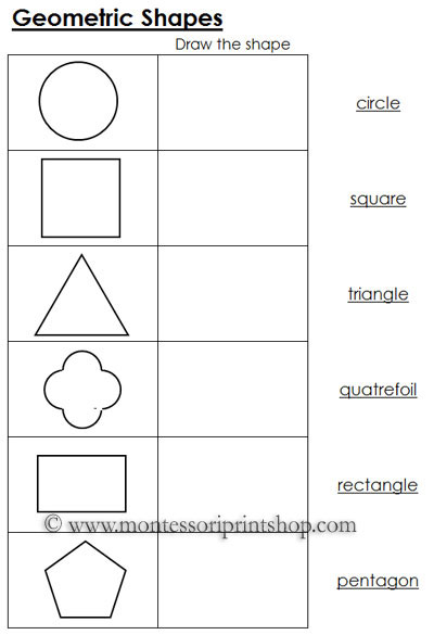 Printable Geometric Shapes Worksheets