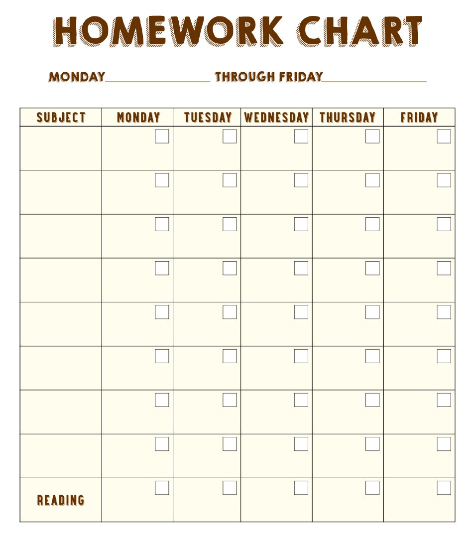 printable homework sheets